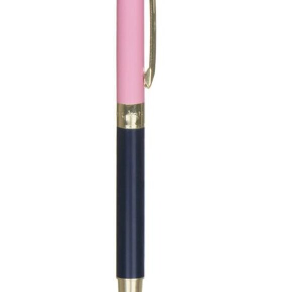 Kate Spade Pink & Navy Colorblock Ballpoint Pen new in box - Picture 3 of 5